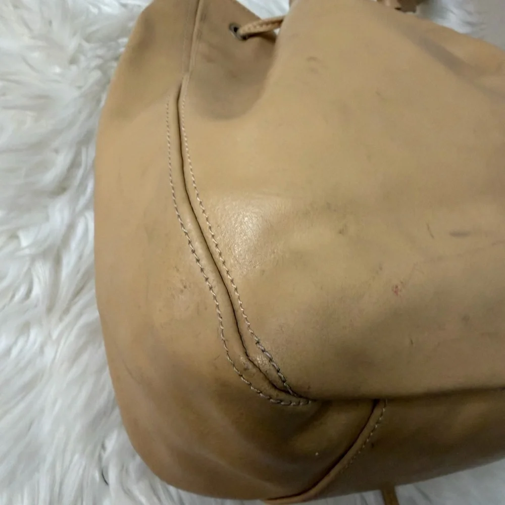 Arcadia Beige Genuine Leather Hobo Bag. Made in Italy